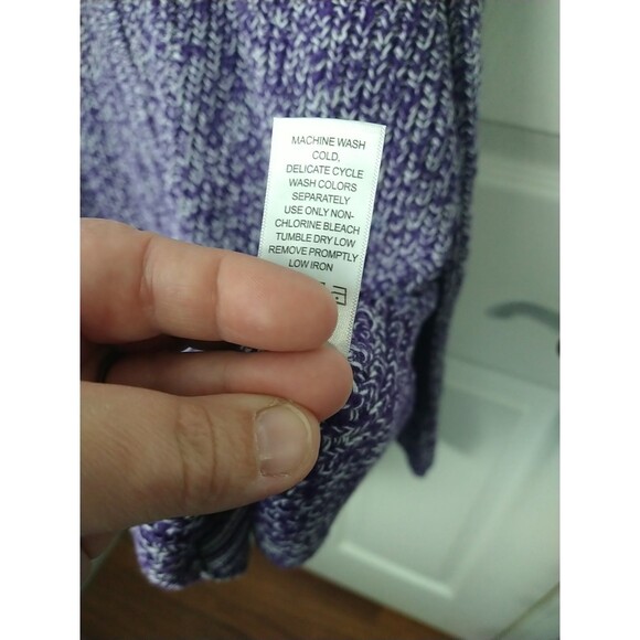 Woman Within26/28 Sweater Purple White Marbled Full Zip LS Casual Comfort Pocket - Picture 10 of 11